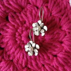 Silpada Sterling Silver Flower Earrings with Pearl Detail